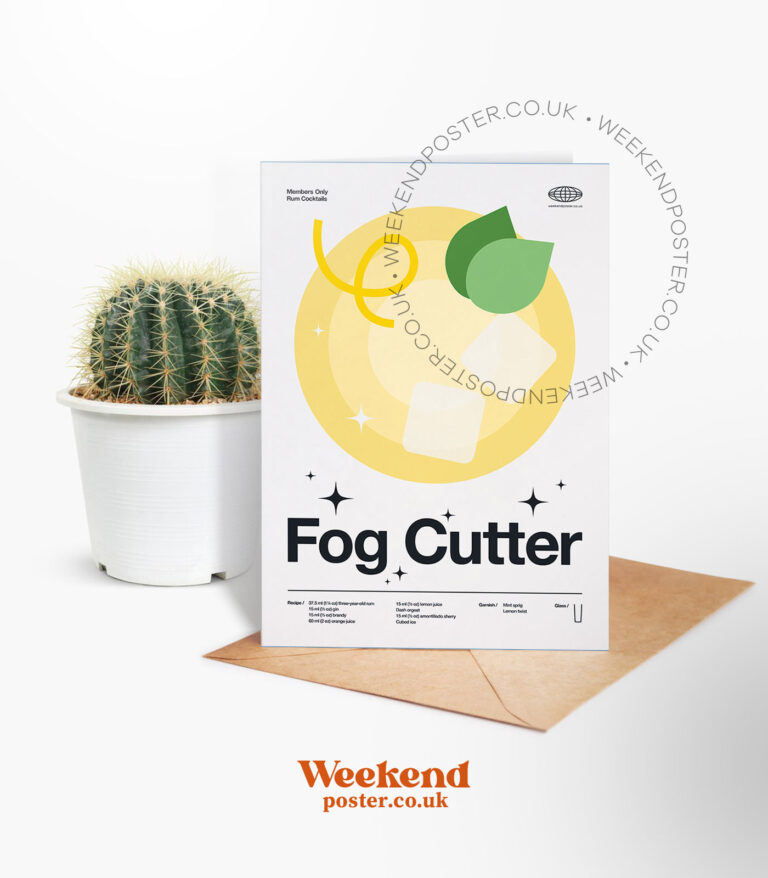 Mid-century modern Fog Cutter Cocktail greeting card