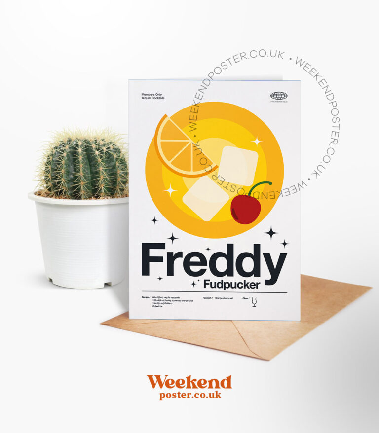 Mid-century modern Freddy Fudpucker Cocktail greeting card