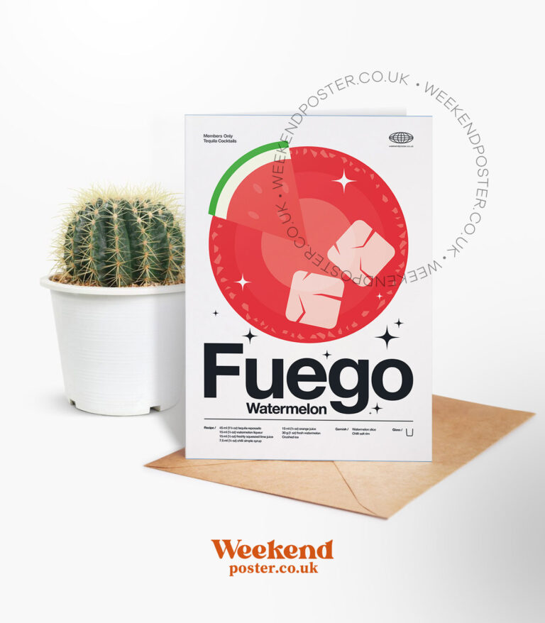 Mid-century modern Fuego Watermelon Cocktail greeting card