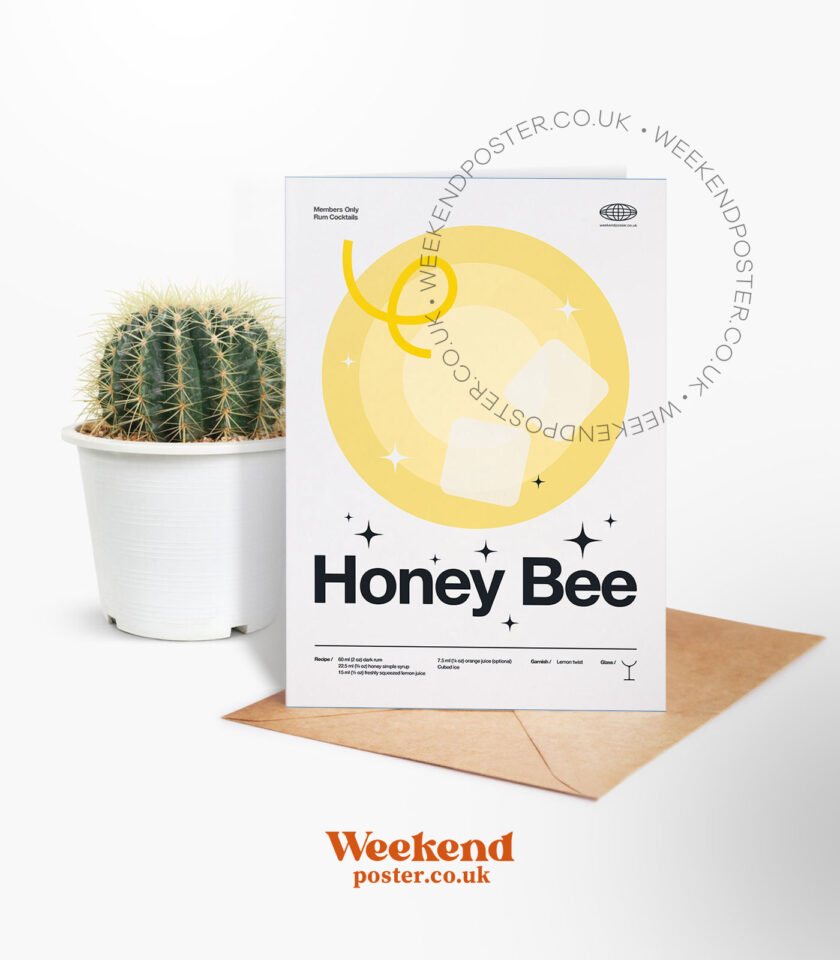 Mid-century modern Honey Bee Cocktail greeting card - Image 2