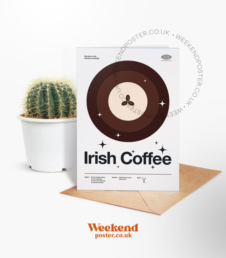 Mid-century modern Irish Coffee Cocktail greeting card