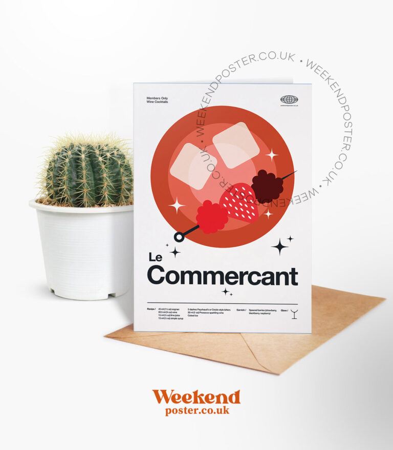 Mid-century modern Le Commercant Cocktail greeting card