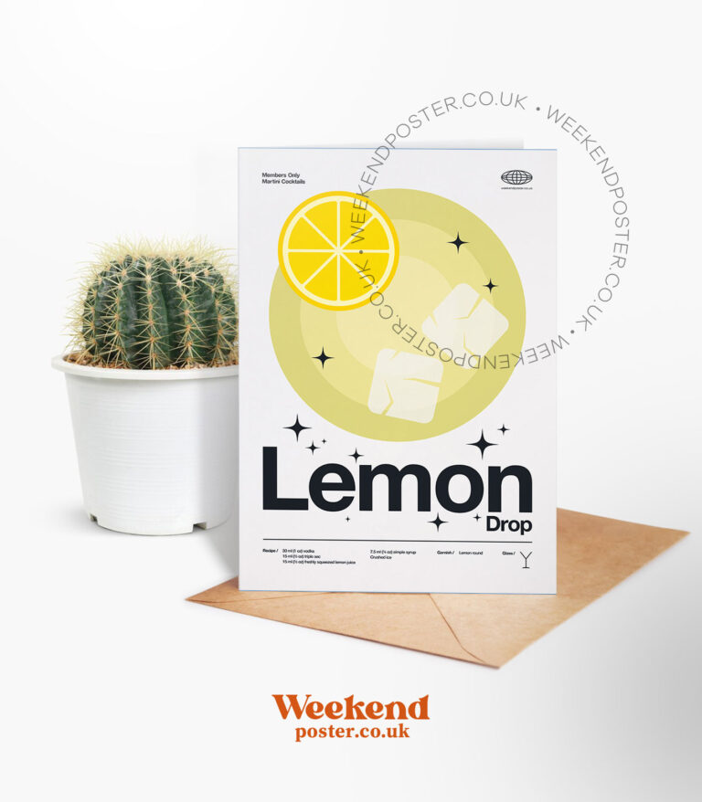 Mid-century modern Lemon Drop Cocktail greeting card