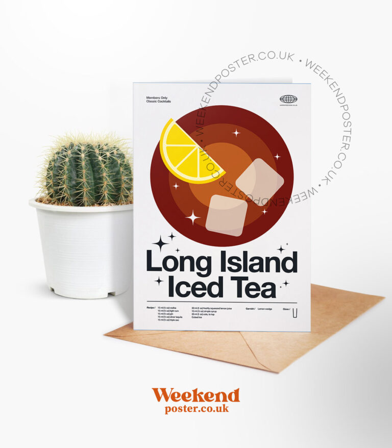 Mid-century modern Long Island Iced Tea Cocktail greeting card