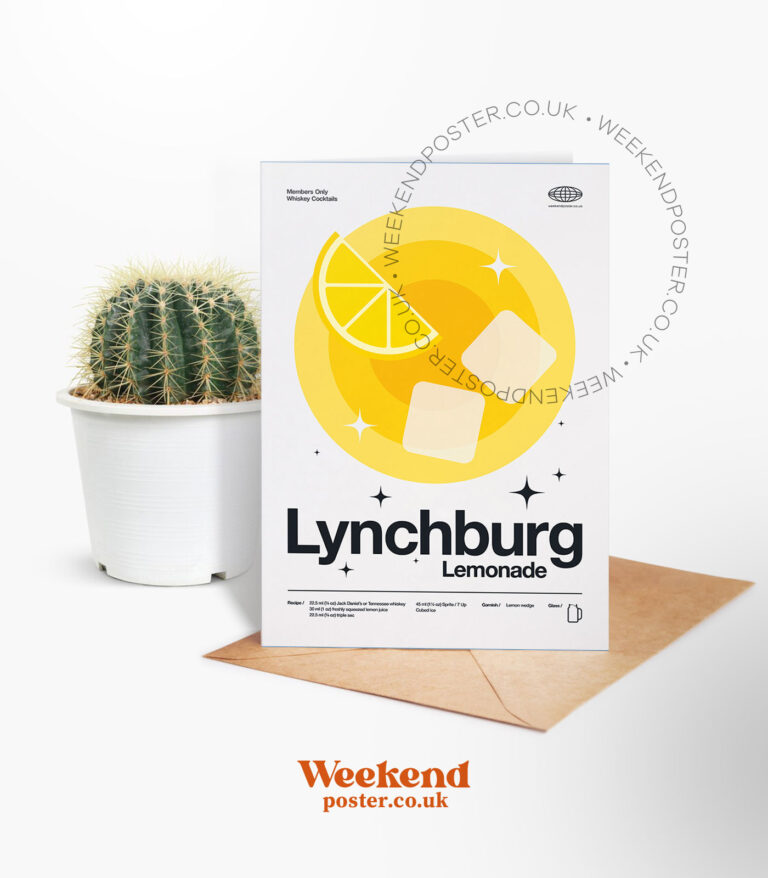 Mid-century modern Lynchburg Lemonade Cocktail greeting card