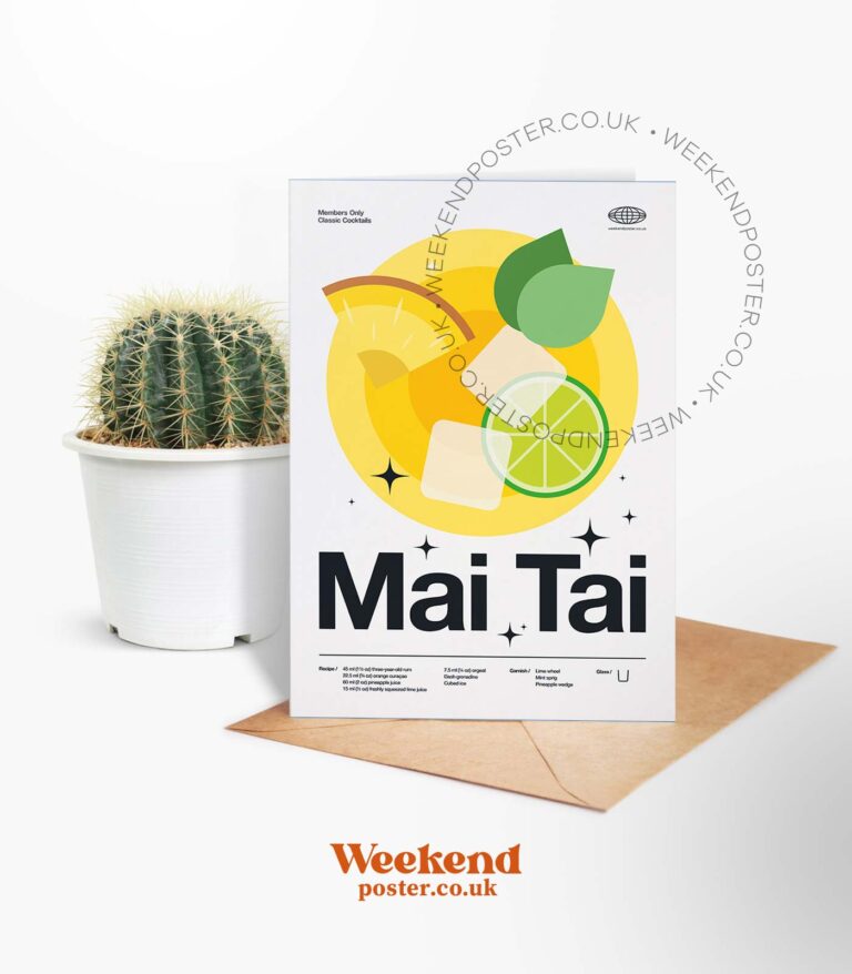 Mid-century modern Mai Tai Cocktail greeting card