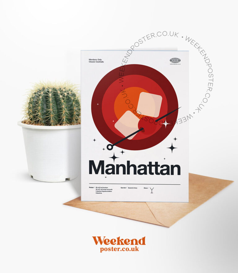 Mid-century modern Manhattan Cocktail greeting card