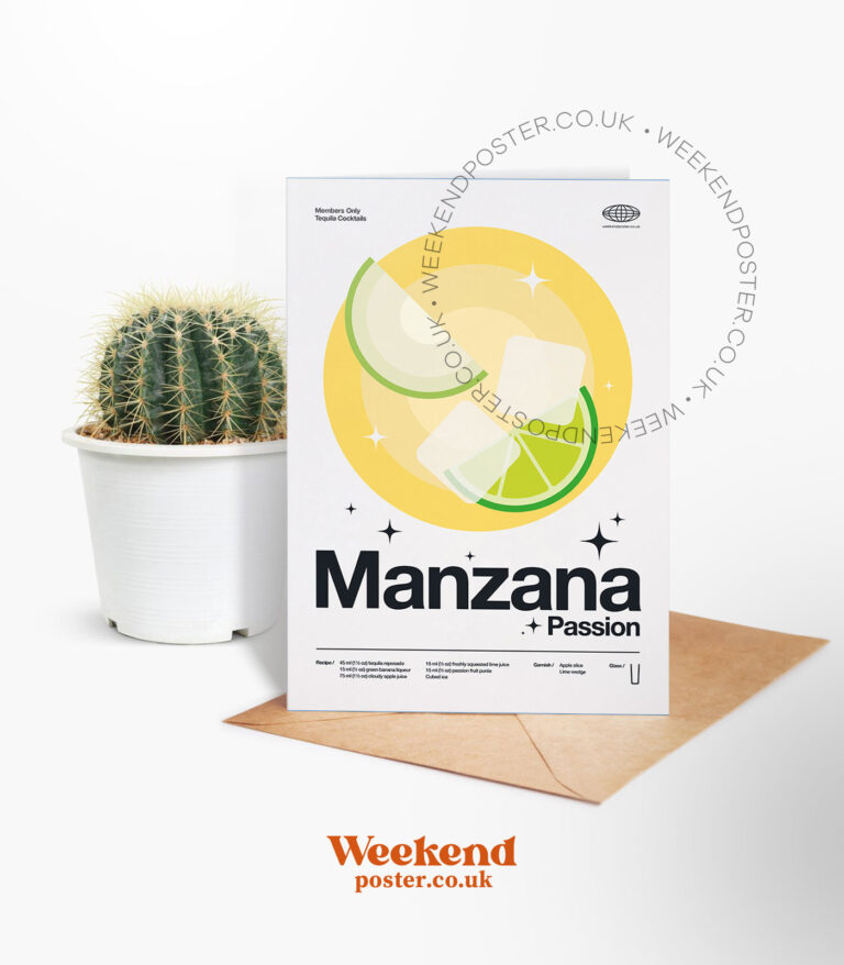 Mid-century modern Manzana Passion Cocktail greeting card
