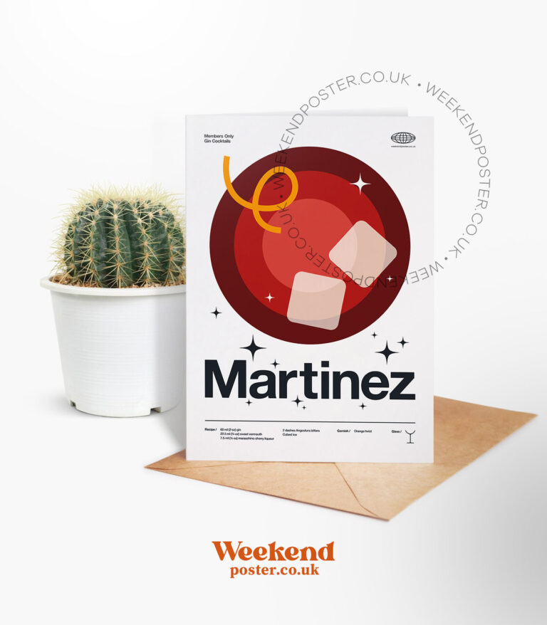 Mid-century modern Martinez Cocktail greeting card