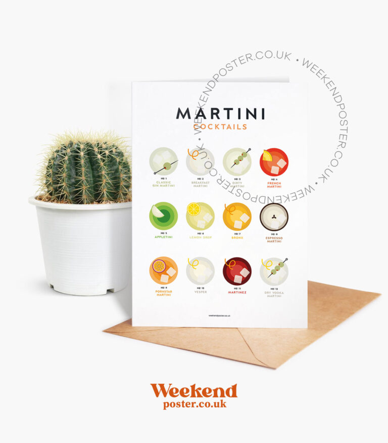 Mid-century modern Martini Cocktails Guide greeting card
