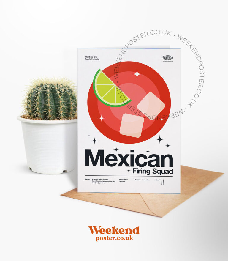 Mid-century modern Mexican Firing Squad Cocktail greeting card