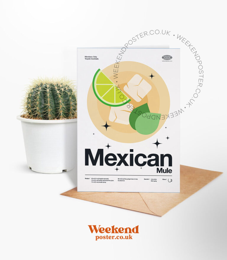 Mid-century modern Mexican Mule Cocktail greeting card