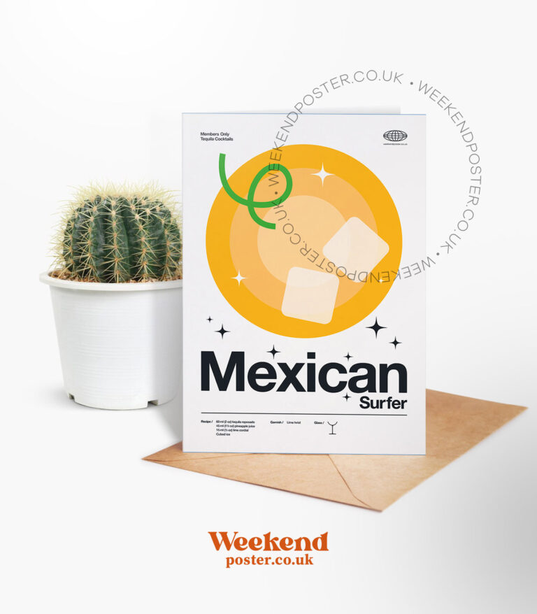 Mid-century modern Mexican Surfer Cocktail greeting card