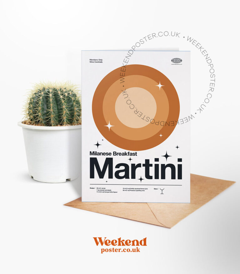 Mid-century modern Milanese Breakfast Martini Cocktail greeting card