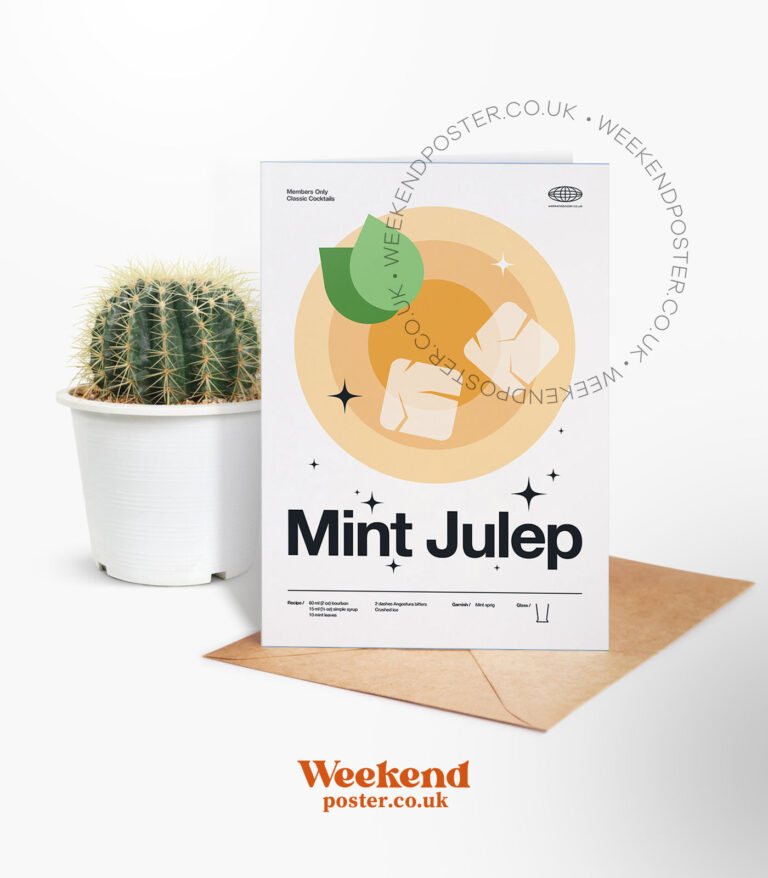 Mid-century modern Mint Julep Cocktail greeting card