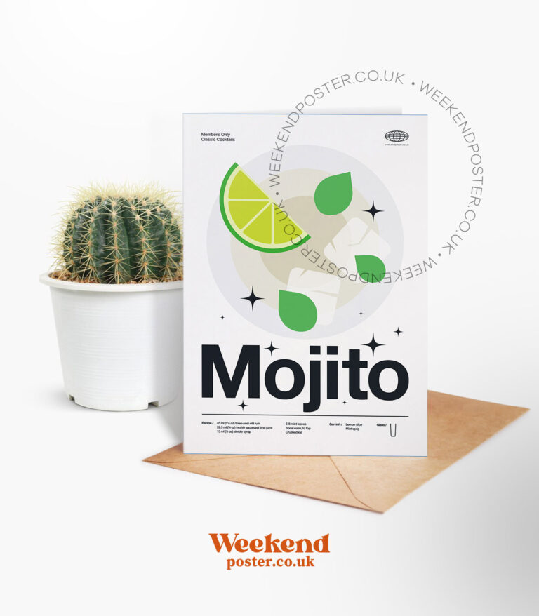 Mid-century modern Mojito Cocktail greeting card