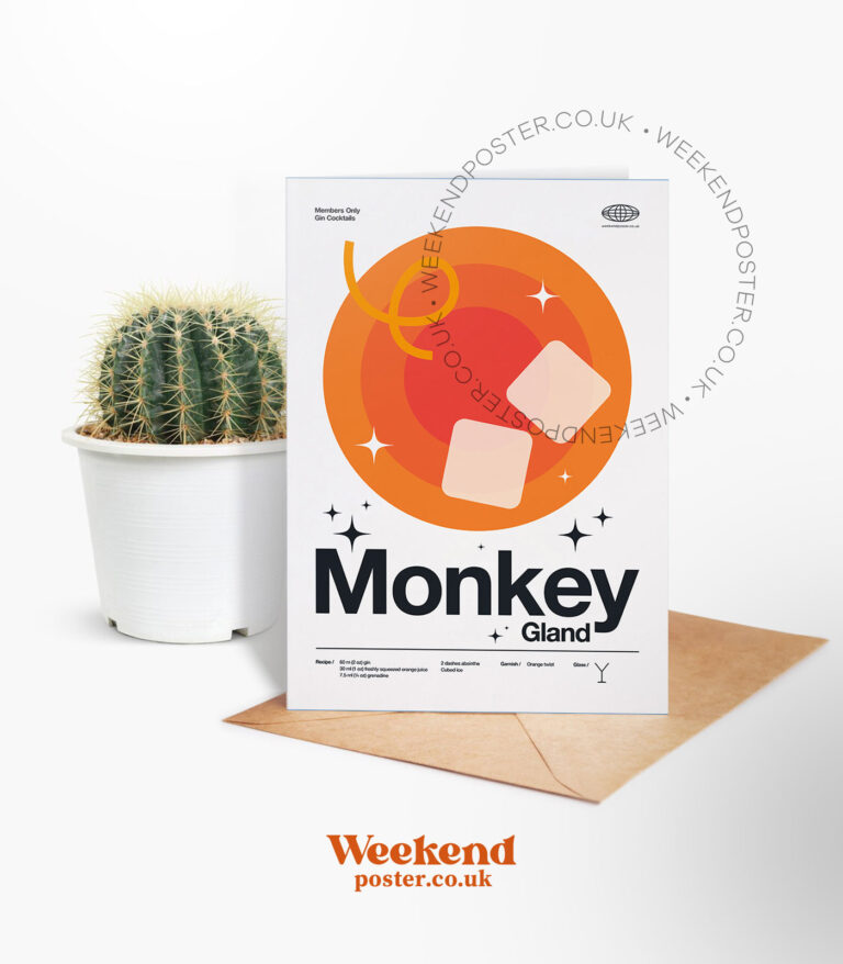 Mid-century modern Monkey Gland Cocktail greeting card