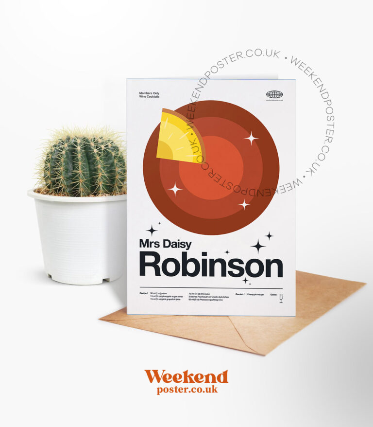 Mid-century modern Mrs Daisy Robinson Cocktail greeting card