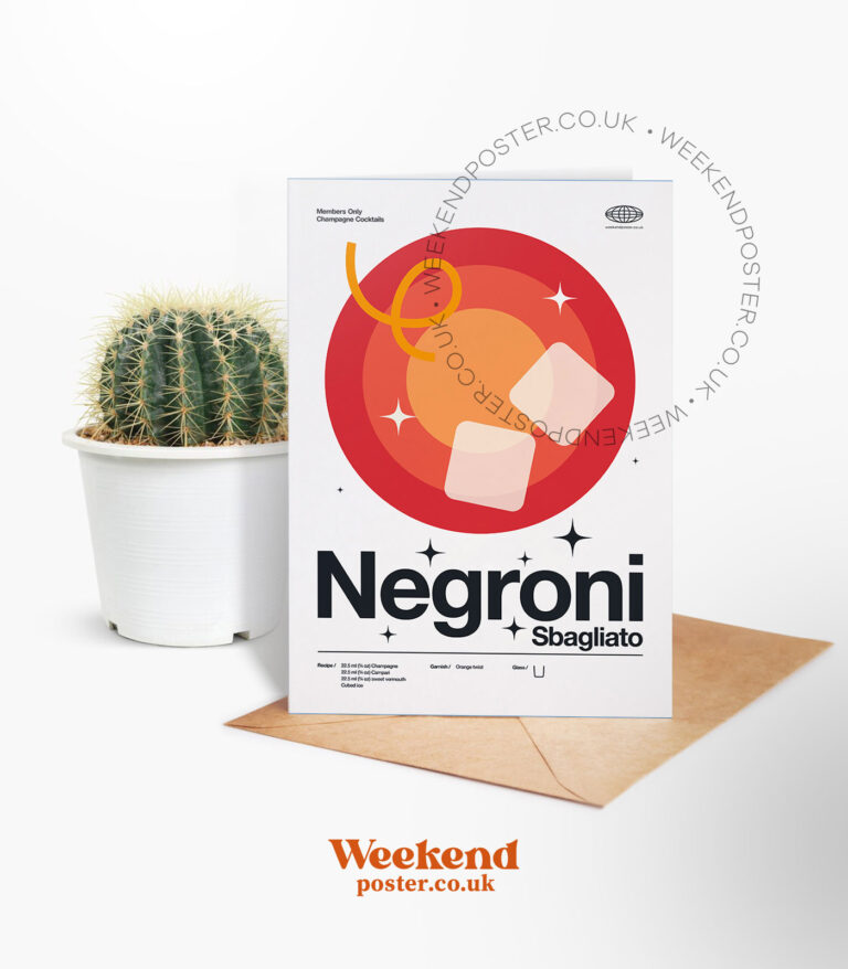Mid-century modern Negroni Sbagliato Cocktail greeting card