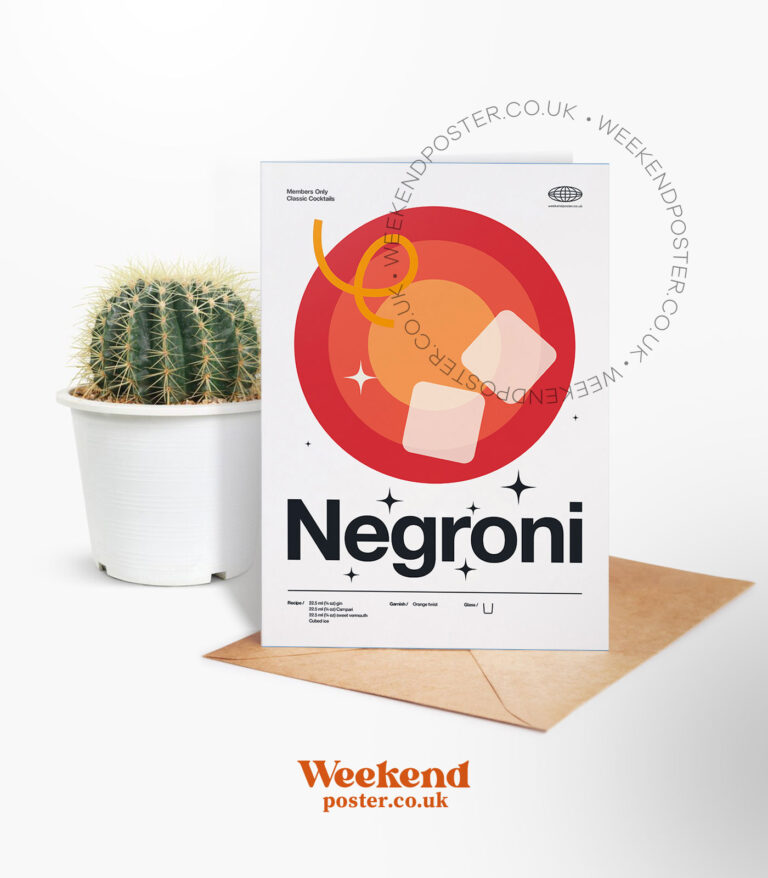 Mid-century modern Negroni Cocktail greeting card