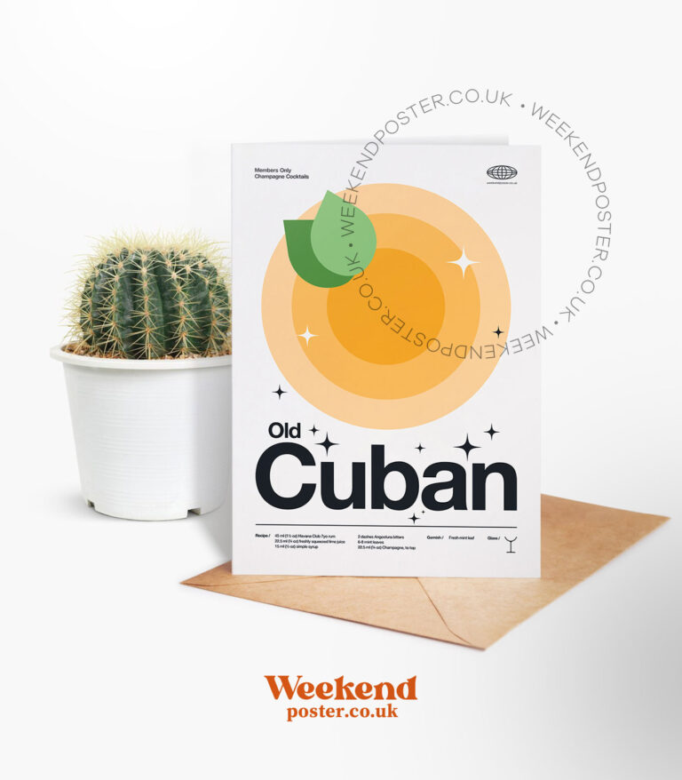 Mid-century modern Old Cuban Cocktail greeting card