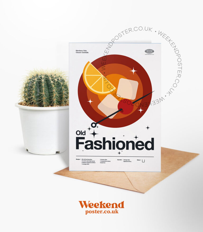 Mid-century modern Old Fashioned Cocktail greeting card