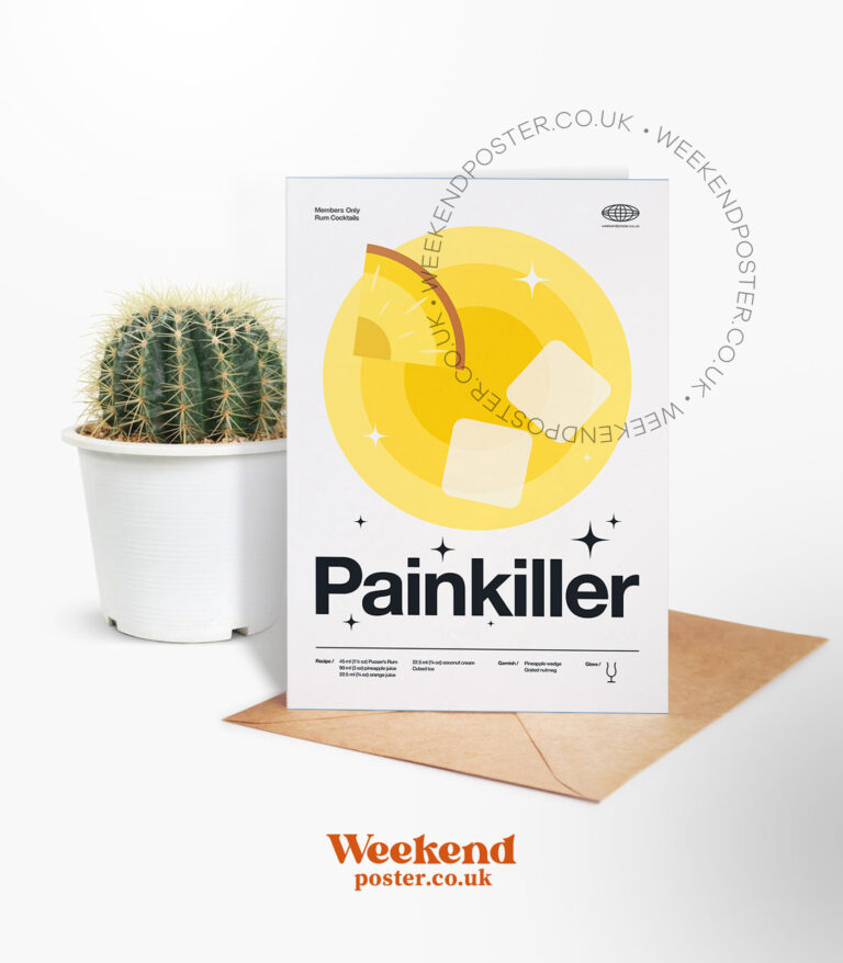Mid-century modern Painkiller Cocktail greeting card