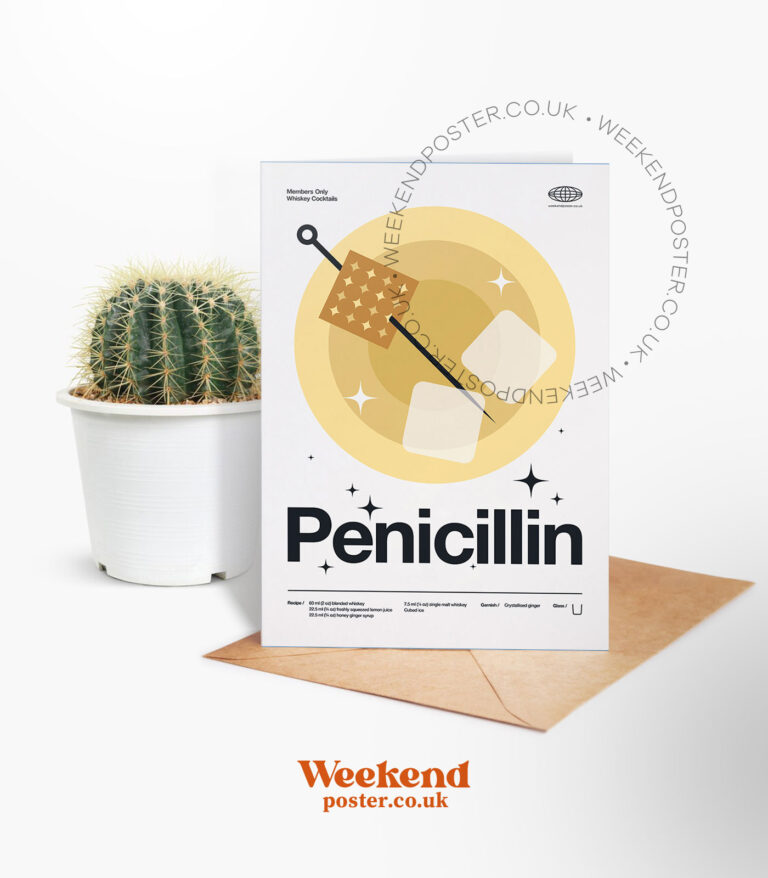 Mid-century modern Penicilin Cocktail greeting card