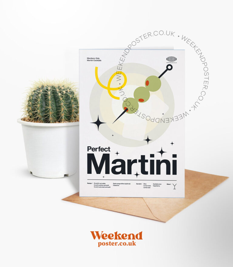 Mid-century modern Perfect Martini Cocktail greeting card