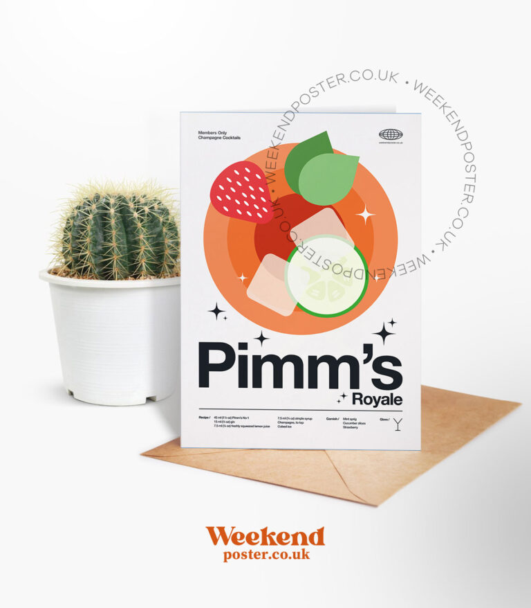 Mid-century modern Pimm's Royale Cocktail greeting card