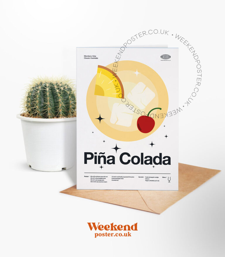Mid-century modern Pina Colada Cocktail greeting card