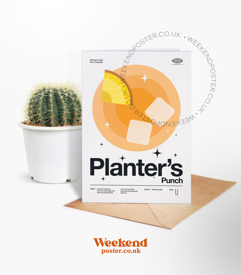Mid-century modern Planter's Punch Cocktail greeting card