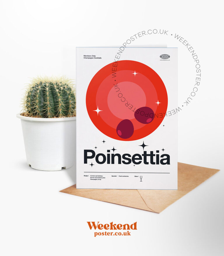 Mid-century modern Poinsettia Cocktail greeting card