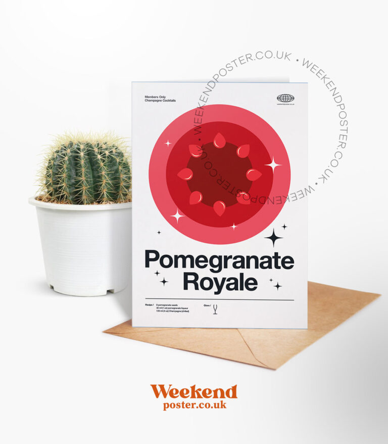 Mid-century modern Pomegranate Royale Cocktail greeting card