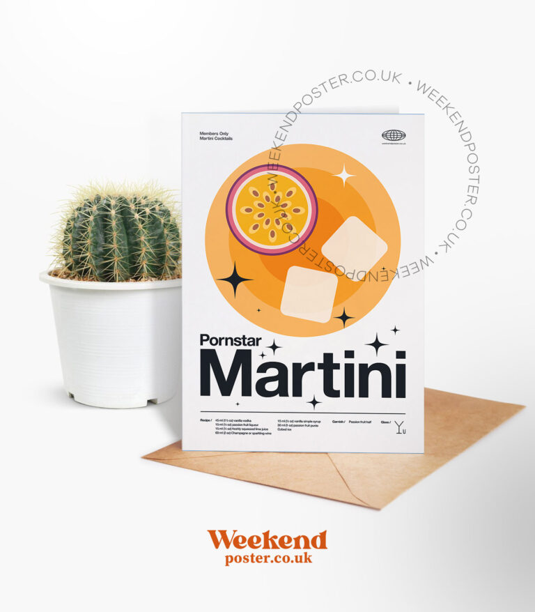 Mid-century modern Pornstar Martini Cocktail greeting card