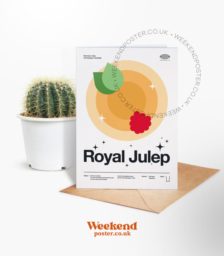 Mid-century modern Royal Julep Cocktail greeting card