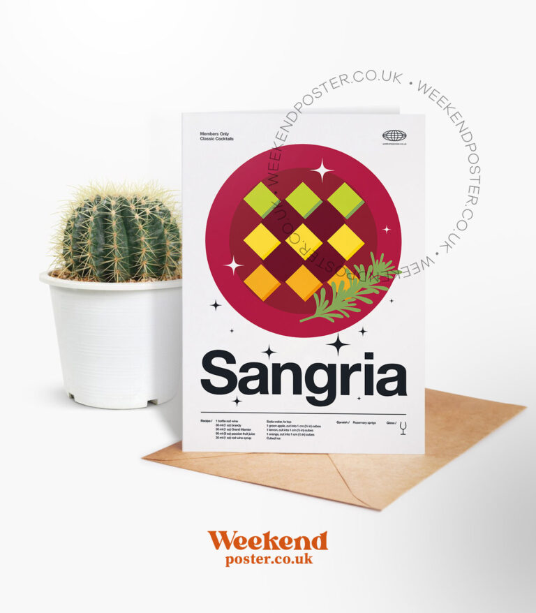 Mid-century modern Sangria Cocktail greeting card