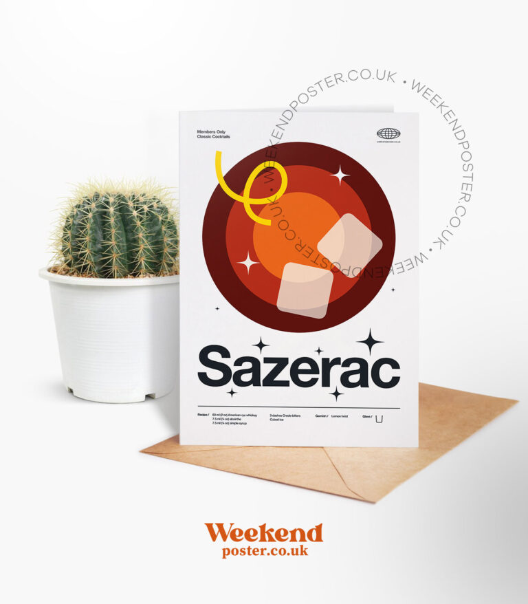 Mid-century modern Sazerac Cocktail greeting card
