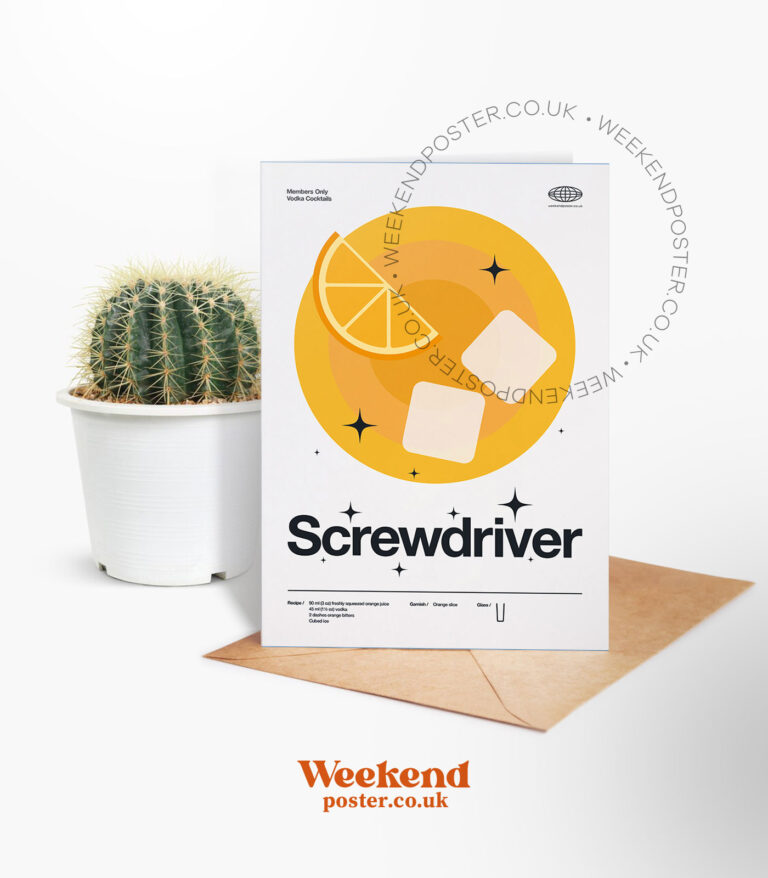 Mid-century modern Screwdriver Cocktail greeting card