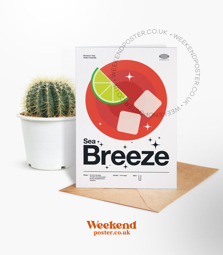 Mid-century modern Sea Breeze Cocktail greeting card