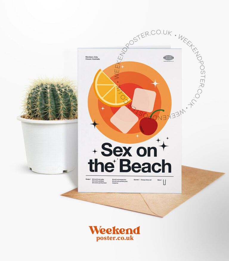 Mid-century modern Sex on the Beach Cocktail greeting card