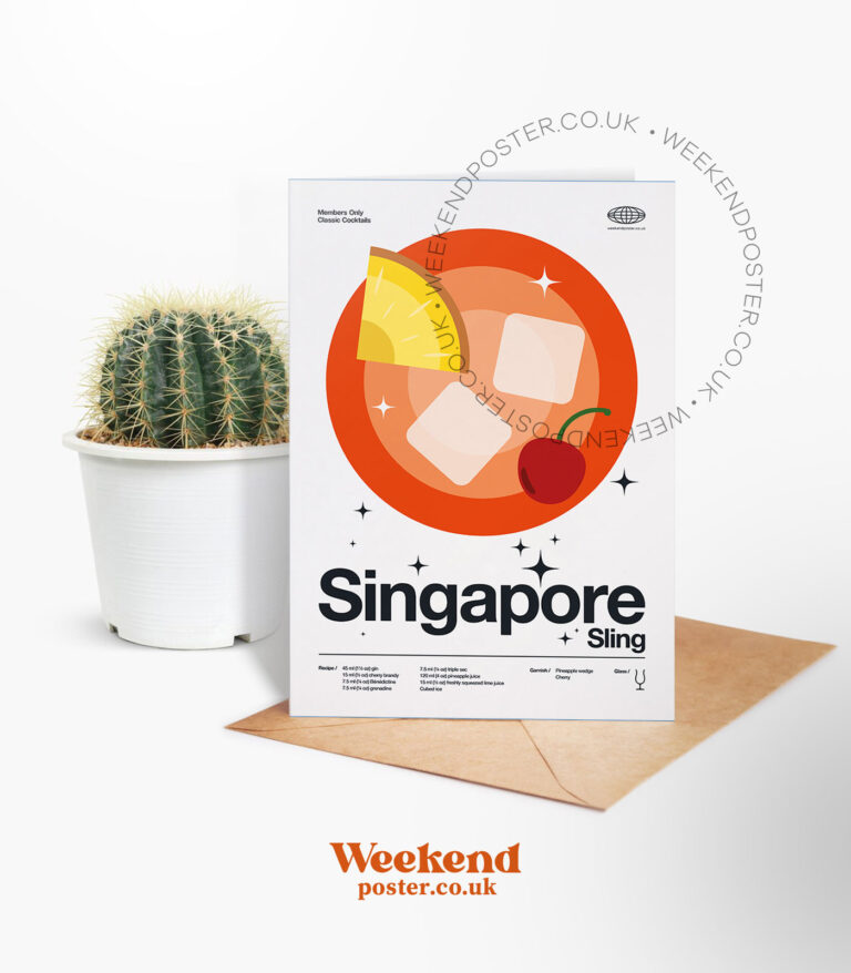 Mid-century modern Singapore Sling Cocktail greeting card