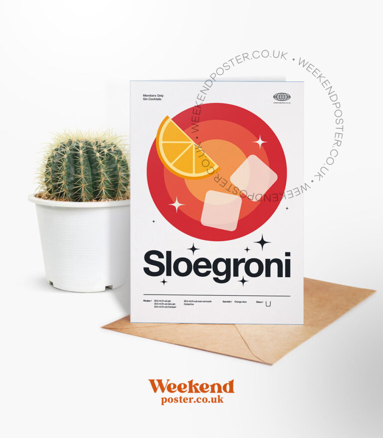 Mid-century modern Sloegroni Cocktail greeting card