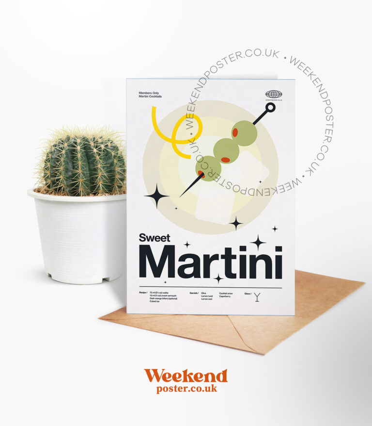 Mid-century modern Sweet Martini Cocktail greeting card