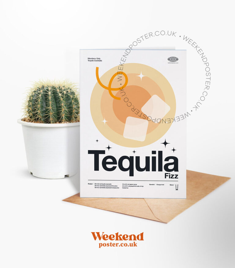 Mid-century modern Tequila Fizz Cocktail greeting card