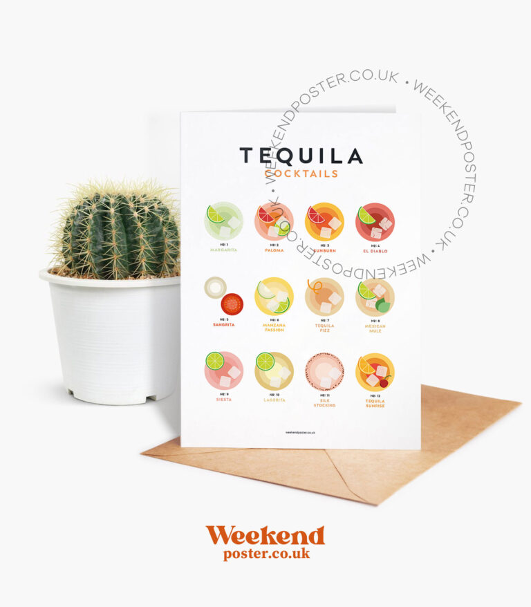 Mid-century modern Tequila Cocktails Guide greeting card