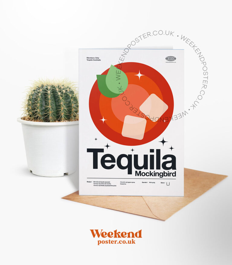Mid-century modern Tequila Mockingbird Cocktail greeting card