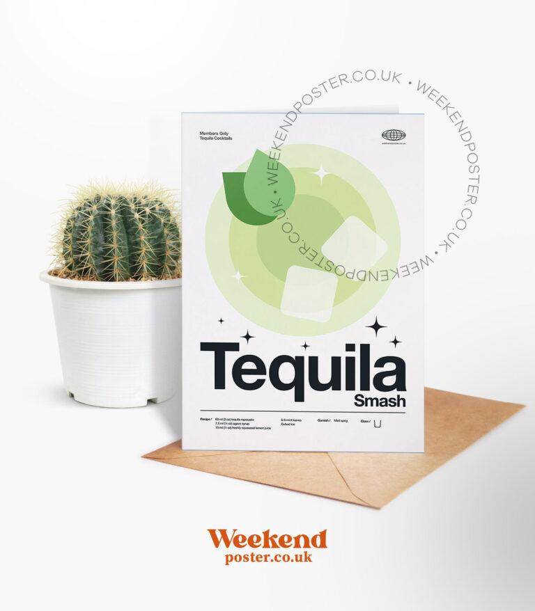 Mid-century modern Tequila Smash Cocktail greeting card