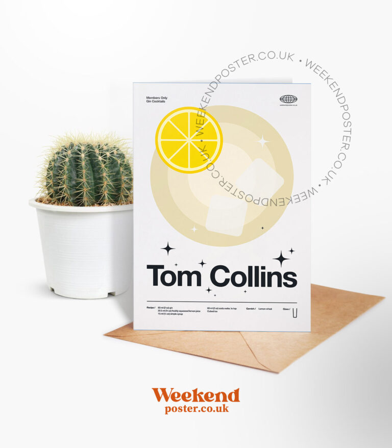 Mid-century modern Tom Collins Cocktail greeting card