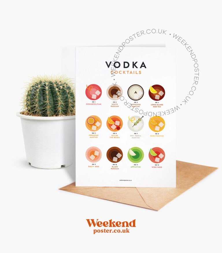 Mid-century modern Vodka Cocktails Guide greeting card